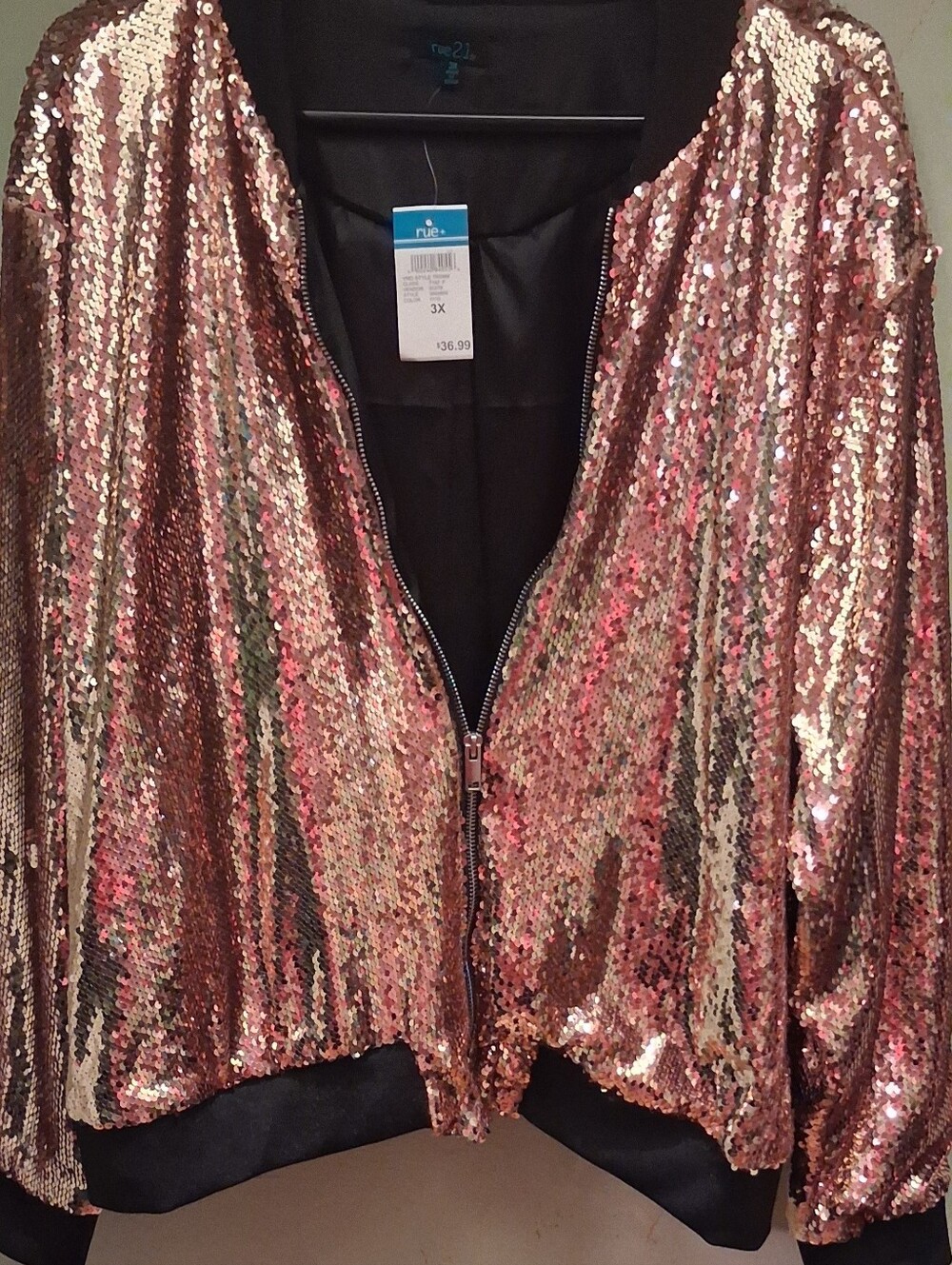 Rue21 Rose Gold Sequin Bomber Jacket